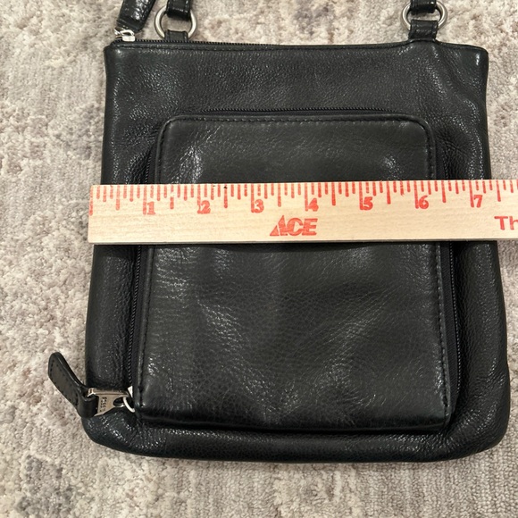 FOSSIL Small Crossbody Hobo Purse Bag Black Soft Genuine Leather Card Pocket - Picture 6 of 9